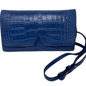 Vince Embossed Leather Crossbody Bag - Colbalt Blue